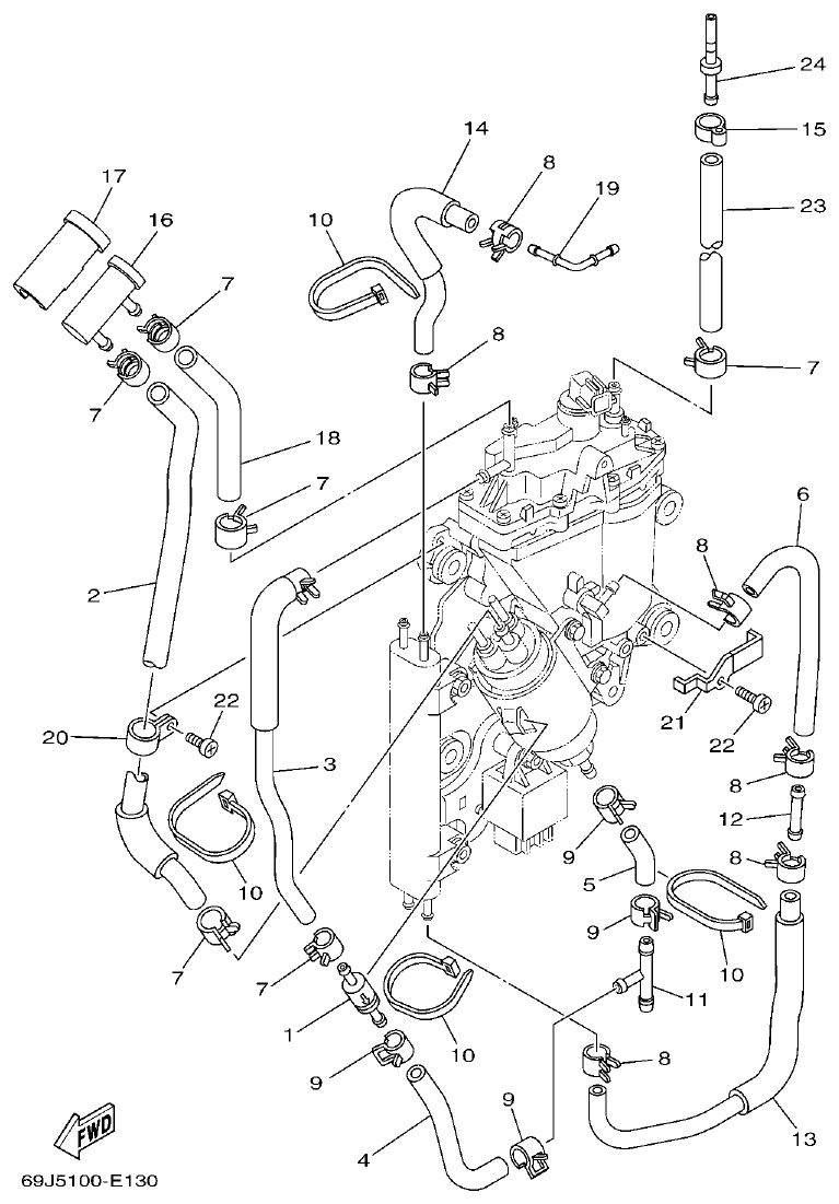 Yamaha F200A, F225A, FL200A, FL225A, F225TR, F200TR, LF225TR, LF200TR FUEL INJECTION PUMP 2 parts diagram